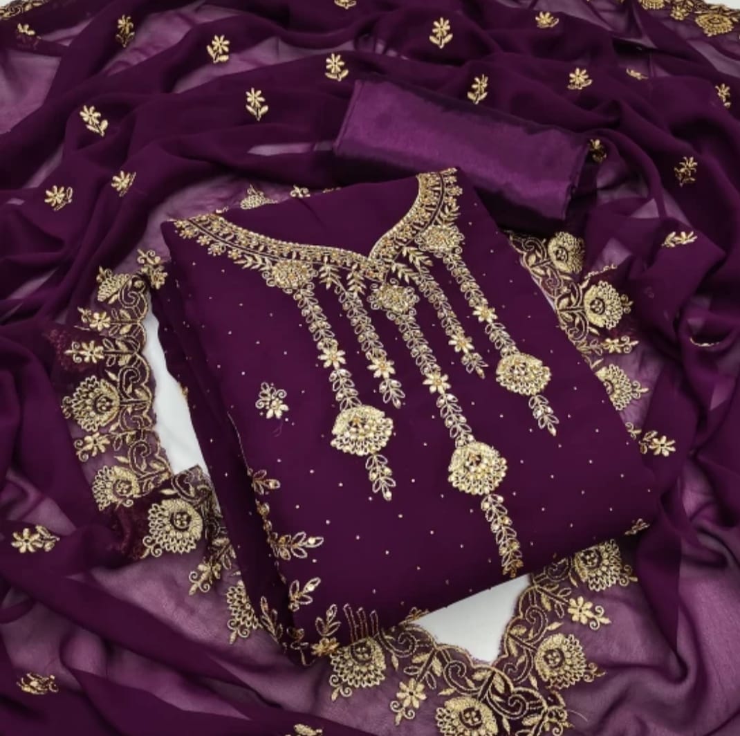 Embroidary Georjet Three Piece  Type:
